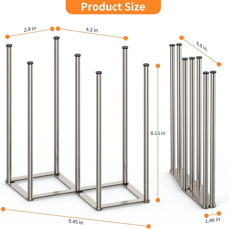KORRTFID Foldable Bottle Drying Rack, Baby Bottle Drying Rack, Collapsible Cup Draining Holder, Retractable Reusable Storage Bag Dryer with Non-Slip Bottom - Stainless Steels (Silver) - Image 2